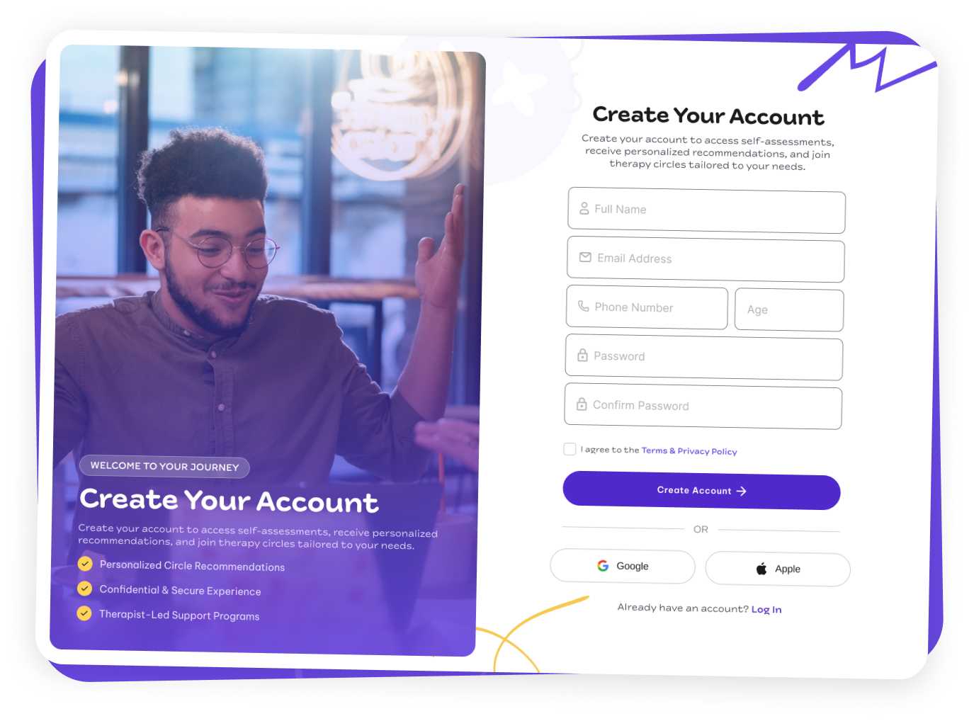 The Circl account creation screen with sign-up form